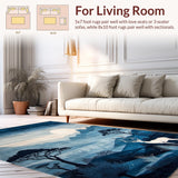 Ultra Soft Area Rug, Non Slip, Stain Resistant, Washable Area Rugs for Living Room, Bedroom, Artistic Abstract Animal Pattern(Blue)