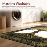 Ultra Soft Area Rug, Non Slip, Stain Resistant, Washable Area Rugs for Living Room, Bedroom, Contemporary Tree Silhouette Style(Gold)
