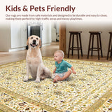 Ultra Soft Area Rug, Non Slip, Stain Resistant, Washable Area Rugs for Living Room, Bedroom, Elegant Rustic Botanical Artwork(Ivory)