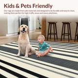 Ultra Soft Area Rug, Non Slip, Stain Resistant, Washable Area Rugs for Living Room, Bedroom, Artistic Contemporary Striped Visual(Beige)