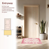 Ultra Soft Area Rug, Non Slip, Stain Resistant, Washable Area Rugs for Living Room, Bedroom, Artful Watercolor Flower Composition(Ivory)
