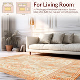 Beige Orange Non Slip Runner with Boho(Ivory)