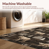 Ultra Soft Area Rug, Non Slip, Stain Resistant, Washable Area Rugs for Living Room, Bedroom, Chic Nature Inspired Design(Brown)