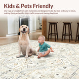 Ultra Soft Area Rug, Non Slip, Stain Resistant, Washable Area Rugs for Living Room, Bedroom, Elegant Tiled Trellis Aesthetic(Beige)