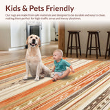 Ultra Soft Area Rug, Non Slip, Stain Resistant, Washable Area Rugs for Living Room, Bedroom, Vibrant Trellis Motif in Earth Tones(Orange)