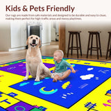 Ultra Soft Area Rug, Non Slip, Stain Resistant, Washable Area Rugs for Living Room, Bedroom, Vibrant Geometric Alphabet Aesthetic(Yellow)