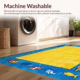 Ultra Soft Area Rug, Non Slip, Stain Resistant, Washable Area Rugs for Living Room, Bedroom, Vibrant Marine Life Classroom Non-Slip Area Carpet(Blue)