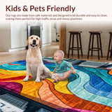 Ultra Soft Area Rug, Non Slip, Stain Resistant, Washable Area Rugs for Living Room, Bedroom, City Life Design Toy Car Play Area Carpet(Blue)