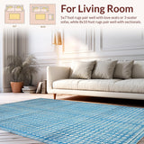 Ultra Soft Area Rug, Non Slip, Stain Resistant, Washable Area Rugs for Living Room, Bedroom, Preppy Style Blue Bow Patterned Mat with Symmetrical Ribbon and Loop Motifs(Blue)
