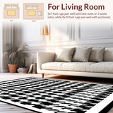 Ultra Soft Area Rug, Non Slip, Stain Resistant, Washable Area Rugs for Living Room, Bedroom, Classic Entryway Rug with Black and White Houndstooth Inspired Pattern(Black)