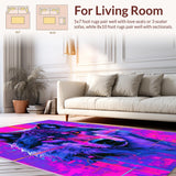 Ultra Soft Area Rug, Non Slip, Stain Resistant, Washable Area Rugs for Living Room, Bedroom, Vibrant Wildlife Art Deco Style(Purple)