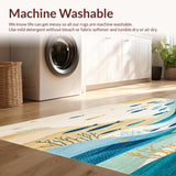 Ultra Soft Area Rug, Non Slip, Stain Resistant, Washable Area Rugs for Living Room, Bedroom, Shoreline Bright Colors Fish Beige Area Ocean Theme(Blue)
