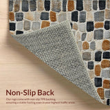 Ultra Soft Area Rug, Non Slip, Stain Resistant, Washable Area Rugs for Living Room, Bedroom, Boho Serenity Area With Cobblestone Shapes and Muted Earth Tones(Beige)