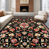 Ultra Soft Area Rug, Non Slip, Stain Resistant, Washable Area Rugs for Living Room, Bedroom, Artful Black Floral Display(Black)