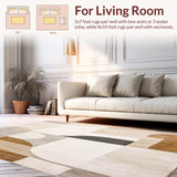 Contemporary Geometric Design Area with Abstract(Beige)
