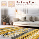 Ultra Soft Area Rug, Non Slip, Stain Resistant, Washable Area Rugs for Living Room, Bedroom, Contemporary Textured Ogee Style(Gold)
