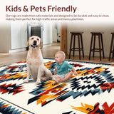 Ultra Soft Area Rug, Non Slip, Stain Resistant, Washable Area Rugs for Living Room, Bedroom, Southwestern Ivory Bathroom Rug with Non-Slip Backing(Red)
