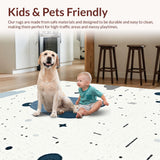 Ultra Soft Area Rug, Non Slip, Stain Resistant, Washable Area Rugs for Living Room, Bedroom, Soft Blue Grey Animal Motif(White)