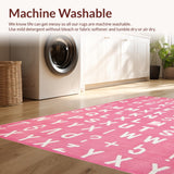 Ultra Soft Area Rug, Non Slip, Stain Resistant, Washable Area Rugs for Living Room, Bedroom, Whimsical Pink Lettered Soft Texture(Pink)