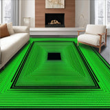 Ultra Soft Area Rug, Non Slip, Stain Resistant, Washable Area Rugs for Living Room, Bedroom, Sleek Monochrome Hypnotic Design(Green)