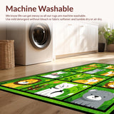 Ultra Soft Area Rug, Non Slip, Stain Resistant, Washable Area Rugs for Living Room, Bedroom, Joyful Circular Animal Playground Concept(Green)