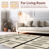 Ultra Soft Area Rug, Non Slip, Stain Resistant, Washable Area Rugs for Living Room, Bedroom, Urban Loft Geometric Area Carbon Infusion Collection(Beige)