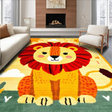 Ultra Soft Area Rug, Non Slip, Stain Resistant, Washable Area Rugs for Living Room, Bedroom, Round Nature-Inspired Playful Scene(Yellow)