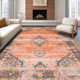 Ultra Soft Area Rug, Non Slip, Stain Resistant, Washable Area Rugs for Living Room, Bedroom, Soft Terracotta Linear Arrangement(Orange)