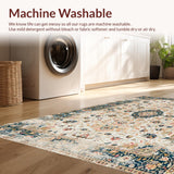 Ultra Soft Area Rug, Non Slip, Stain Resistant, Washable Area Rugs for Living Room, Bedroom, Chic Neutral Toned Leaf Patterns(Ivory)