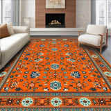 Ultra Soft Area Rug, Non Slip, Stain Resistant, Washable Area Rugs for Living Room, Bedroom, Playful Orange Tiled Motif(Orange)