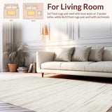 Ultra Soft Area Rug, Non Slip, Stain Resistant, Washable Area Rugs for Living Room, Bedroom, Trendy Neutral Toned Wavy Composition(Beige)