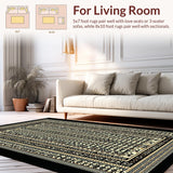 Ultra Soft Area Rug, Non Slip, Stain Resistant, Washable Area Rugs for Living Room, Bedroom, Minimalist Black Beige Statement Piece(Gold)