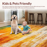 Ultra Soft Area Rug, Non Slip, Stain Resistant, Washable Area Rugs for Living Room, Bedroom, Lively Eclectic Geometric Arrangement(Orange)