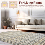 Ultra Soft Area Rug, Non Slip, Stain Resistant, Washable Area Rugs for Living Room, Bedroom, Chic Contemporary Diamond Motif(Beige)