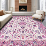 Ultra Soft Area Rug, Non Slip, Stain Resistant, Washable Area Rugs for Living Room, Bedroom, Sophisticated Earthy Floral Geometry(Pink)