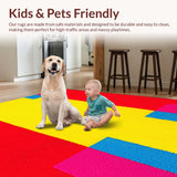 Ultra Soft Area Rug, Non Slip, Stain Resistant, Washable Area Rugs for Living Room, Bedroom, Joyful Brightly Colored Curves(Red)