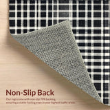 Ultra Soft Area Rug, Non Slip, Stain Resistant, Washable Area Rugs for Living Room, Bedroom, Elegant Black White Layered Stripe Pattern Rug with Textured Absorbency(Black)