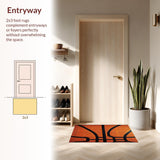 Ultra Soft Area Rug, Non Slip, Stain Resistant, Washable Area Rugs for Living Room, Bedroom, Chic Athletic Motif Ensemble(Orange)