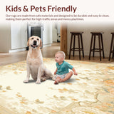 Ultra Soft Area Rug, Non Slip, Stain Resistant, Washable Area Rugs for Living Room, Bedroom, Beautiful Lightweight Entry with Subtle Beige Floral(Beige)