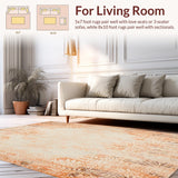 Ultra Soft Area Rug, Non Slip, Stain Resistant, Washable Area Rugs for Living Room, Bedroom, Rustic Charm Transitional Area with Distressed Botanical(Orange)