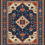 Rustic Blue Orange Medallion Style(Blue)