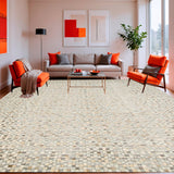 Ultra Soft Area Rug, Non Slip, Stain Resistant, Washable Area Rugs for Living Room, Bedroom, Modern Mosaic Grid Area in Muted Earth Tones(Gray)