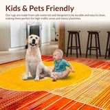 Ultra Soft Area Rug, Non Slip, Stain Resistant, Washable Area Rugs for Living Room, Bedroom, Unique Sunlit Geometric Arrangement(Orange)