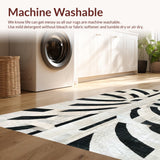 Ultra Soft Area Rug, Non Slip, Stain Resistant, Washable Area Rugs for Living Room, Bedroom, Urban Gridline Accent Rug Featuring Dynamic Parallel Bands and Graphic Contrast(Black)