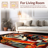 Ultra Soft Area Rug, Non Slip, Stain Resistant, Washable Area Rugs for Living Room, Bedroom, Rustic Colorful Textured Design(Red)