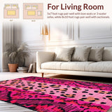 Ultra Soft Area Rug, Non Slip, Stain Resistant, Washable Area Rugs for Living Room, Bedroom, Chic Whimsical Animal Print Style(Pink)