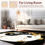 Ultra Soft Area Rug, Non Slip, Stain Resistant, Washable Area Rugs for Living Room, Bedroom, Opulent Gold Accented Dragon Imagery(Black)