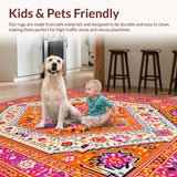 Ultra Soft Area Rug, Non Slip, Stain Resistant, Washable Area Rugs for Living Room, Bedroom, Transitional Bright Color Fusion(Orange)