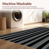 Ultra Soft Area Rug, Non Slip, Stain Resistant, Washable Area Rugs for Living Room, Bedroom, Sophisticated Striped Coastal Appeal(Black)