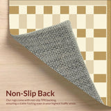 Ultra Soft Area Rug, Non Slip, Stain Resistant, Washable Area Rugs for Living Room, Bedroom, Countryside Beige Checkerboard Aesthetic Retro Geometric(Beige)